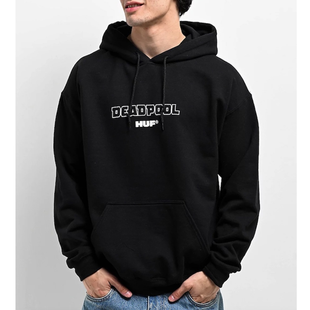 HUF x Deadpool Hoodie Slasher Black White New With Tags